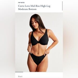 NWT Abercrombie and Fitch Curve Love Mid Rise High Leg Moderate Swim Bottoms